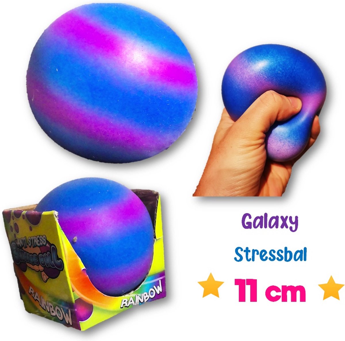 Galaxy stressbal voor de hand - 11 cm - Voor kinderen - Fidget Toys - Inclusief verpakking