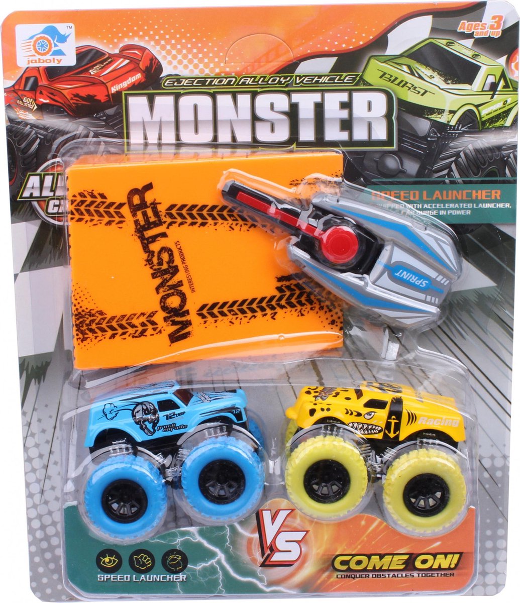 Toys Amsterdam Monstertruck 6,5 Cm Staal Geel/blauw 4-delig