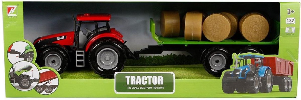 Toys Amsterdam Tractor Met Aanhanger Junior 1:32 40 Cm Rood 3-delig