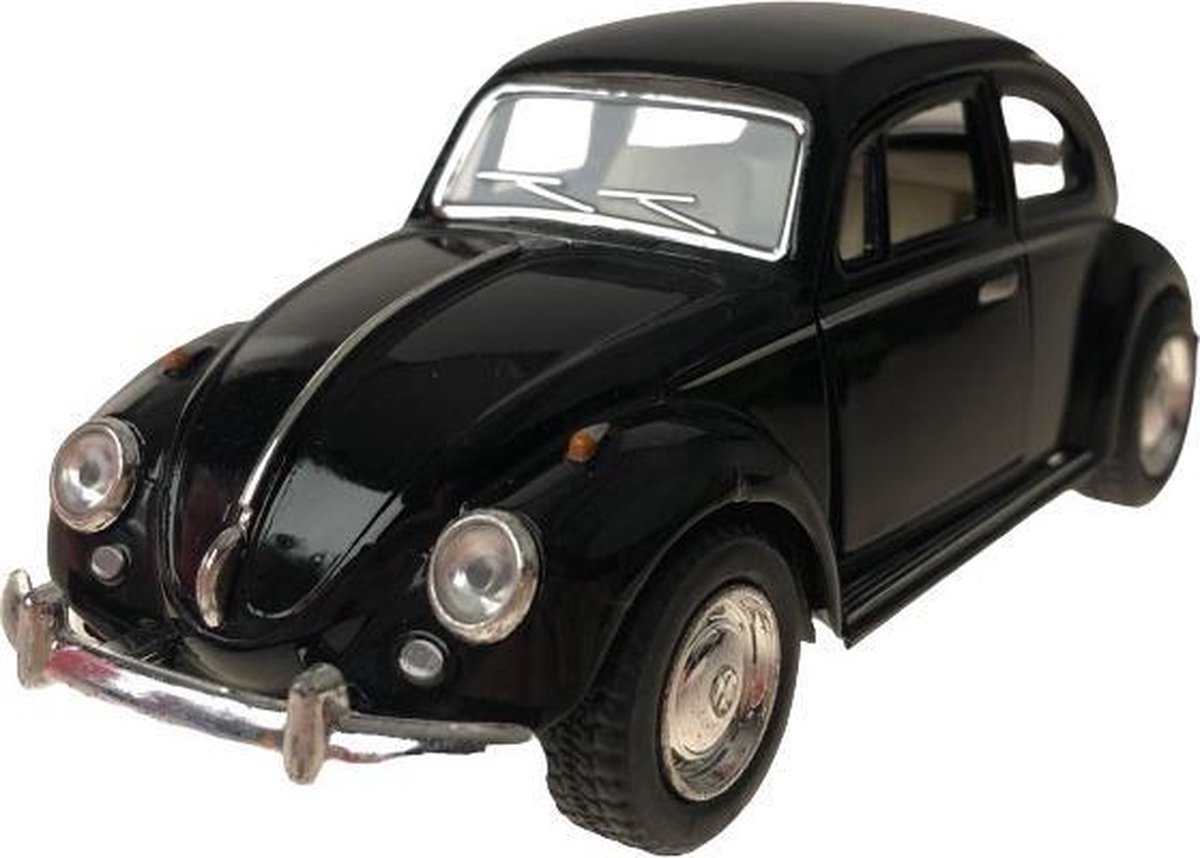 auto Volkswagen Beetle pull-back 1:32 staal zwart