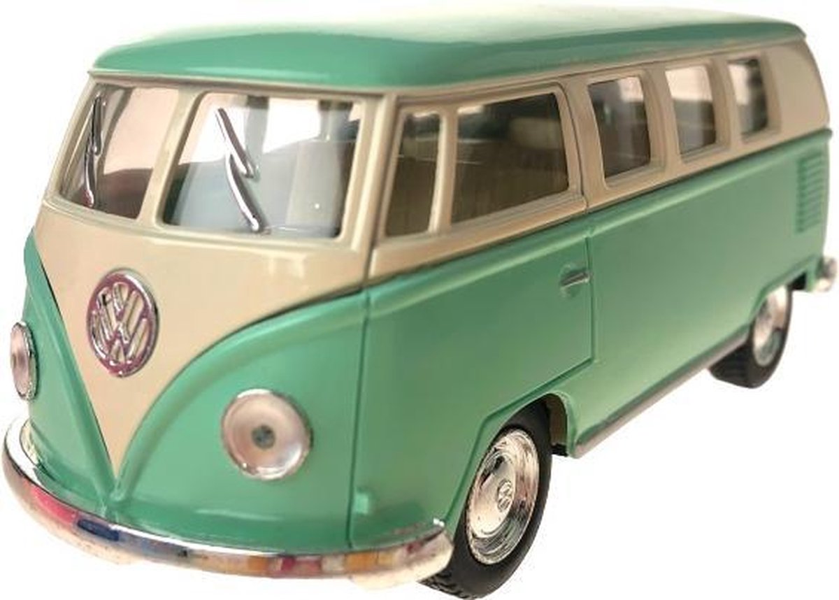 bus Volkswagen T1 1962 pull-back 1:32 staal groen