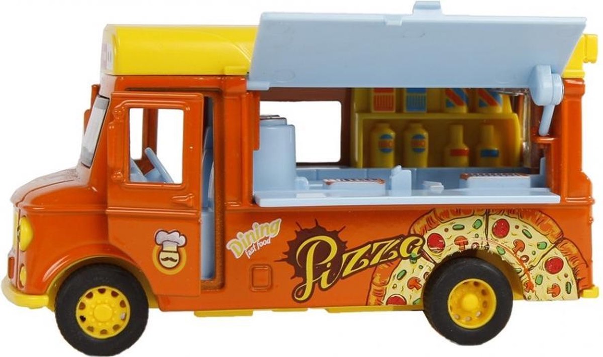 foodtruck pizza junior 11 cm oranje/geel 2-delig