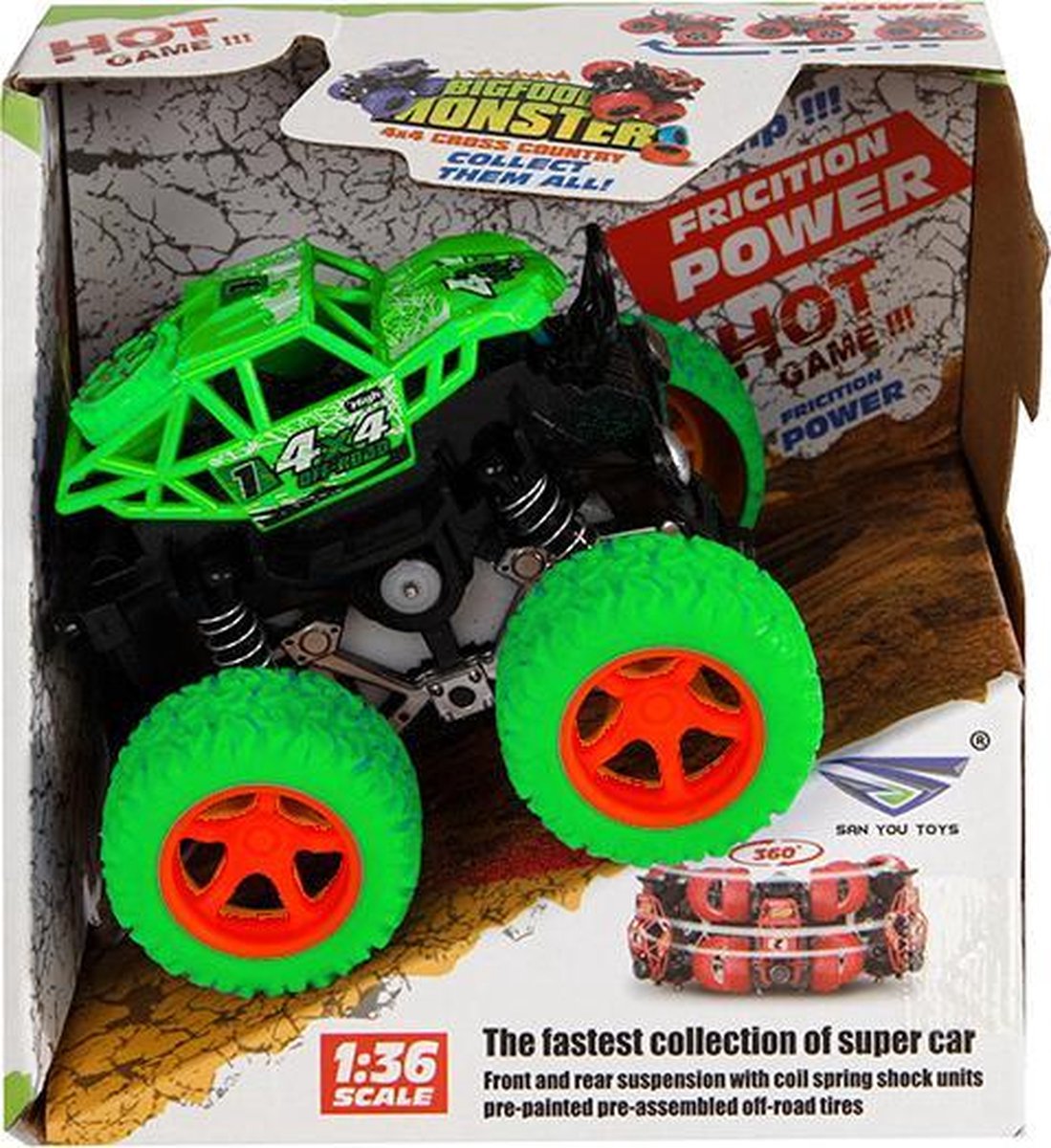 monstertruck Bigfoot junior 9 cm groen