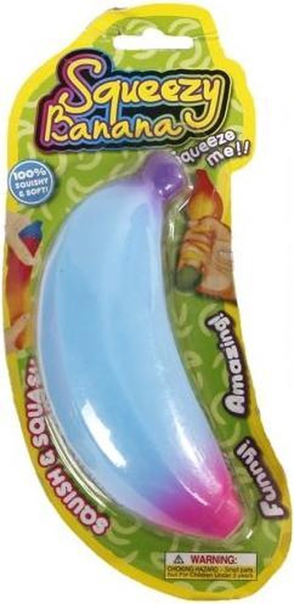 speelfiguur Squeezy Banana 14 cm foam blauw