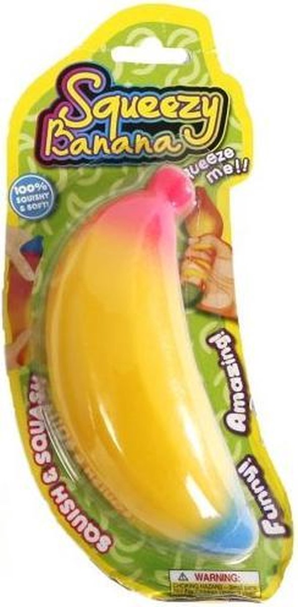 speelfiguur Squeezy Banana 14 cm foam geel