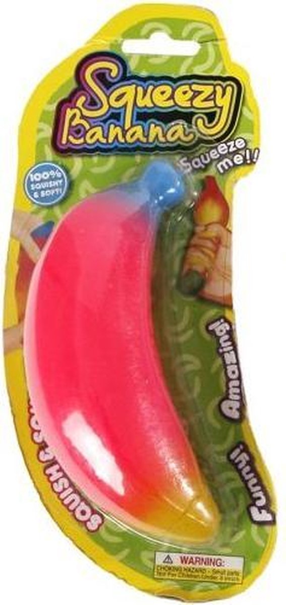 speelfiguur Squeezy Banana 14 cm foam roze