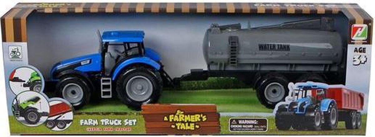 tractor met aanhanger junior 1:32 40 cm blauw 2-delig