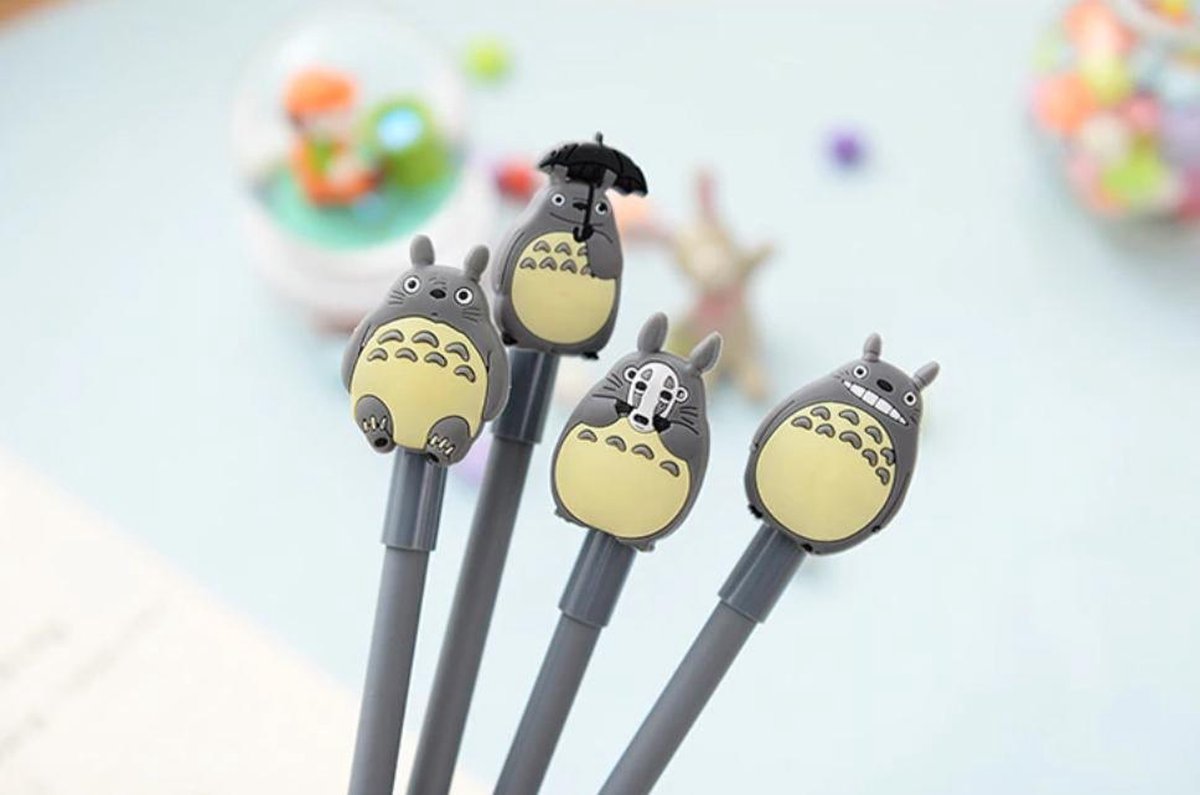 My Neighbor Totoro Pennen Set Studio Ghibli - 4 stuks - Zwart schrijvend - Kawaii - Bullet Journal - Dagboek - Schoolspullen - Gelpennen