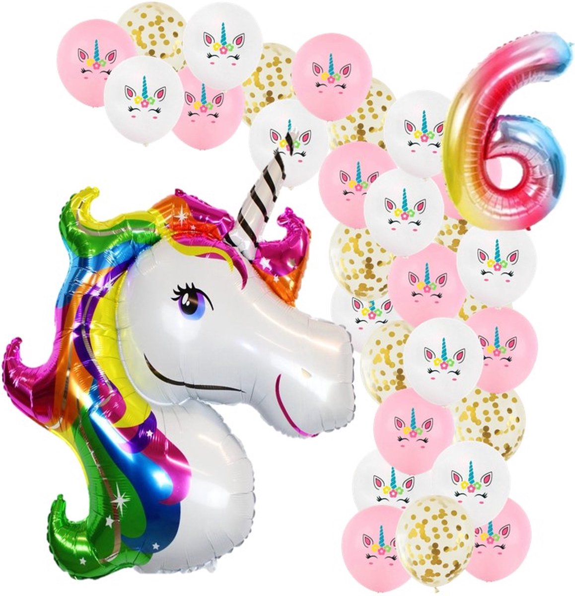 32-delige verjaardagset van Eenhoorn thema - Unicorn versiering - Eenhoorn versiering - Eenhoorn ballon 90 CM XXL - Eenhoorn verjaardag 6 jaar - Unicorn - Eenhoorn decoratie - Eenhoorn slinger - Eenhoorn feestje - Unicorn ballonnen