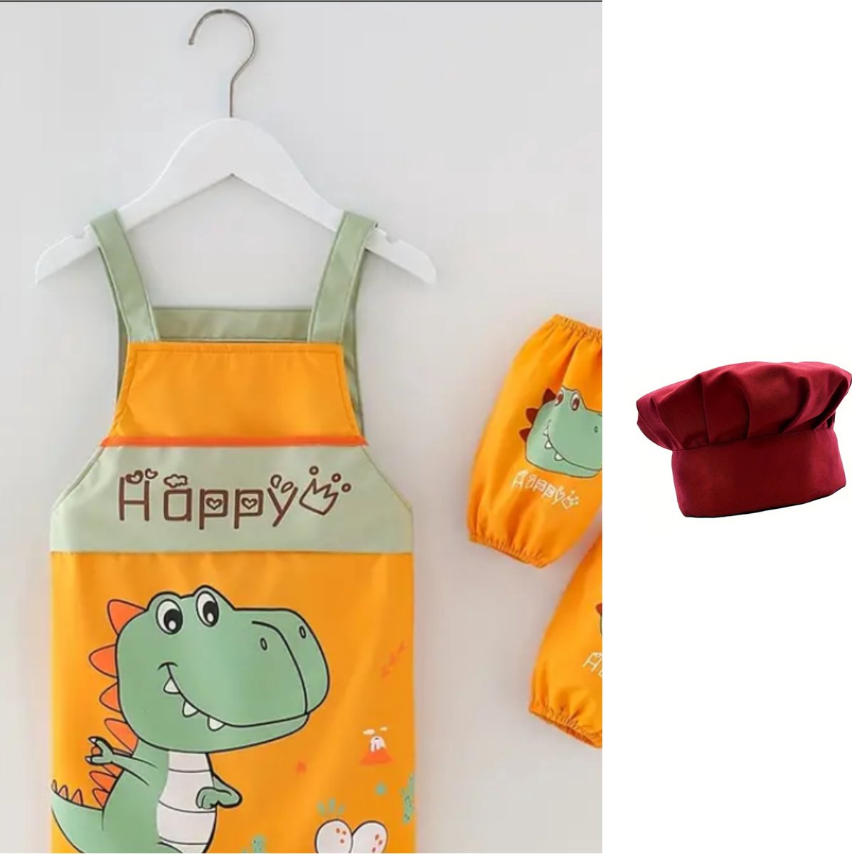 Dinosaurus schortenset, kookgerei, koekmuts, Kinderkeuken accessoires, speelkeuken, kookset kinderspeelgoed, poppenkeuken accessoires, speelgoed voor peuters jongens meisjes,