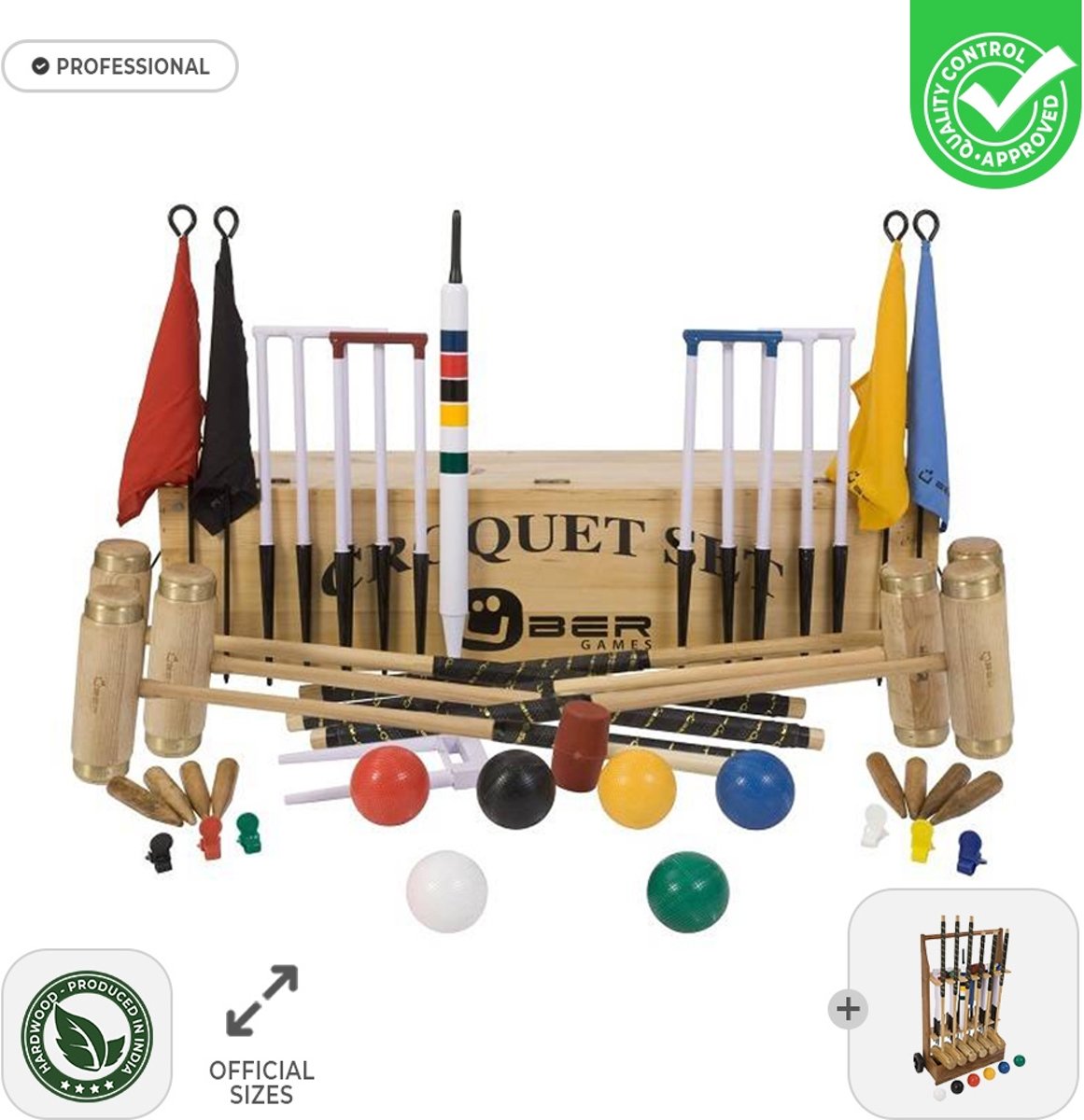 Prachtige 6 persoons Professionele Croquet set -met Trolley  top kwaliteit