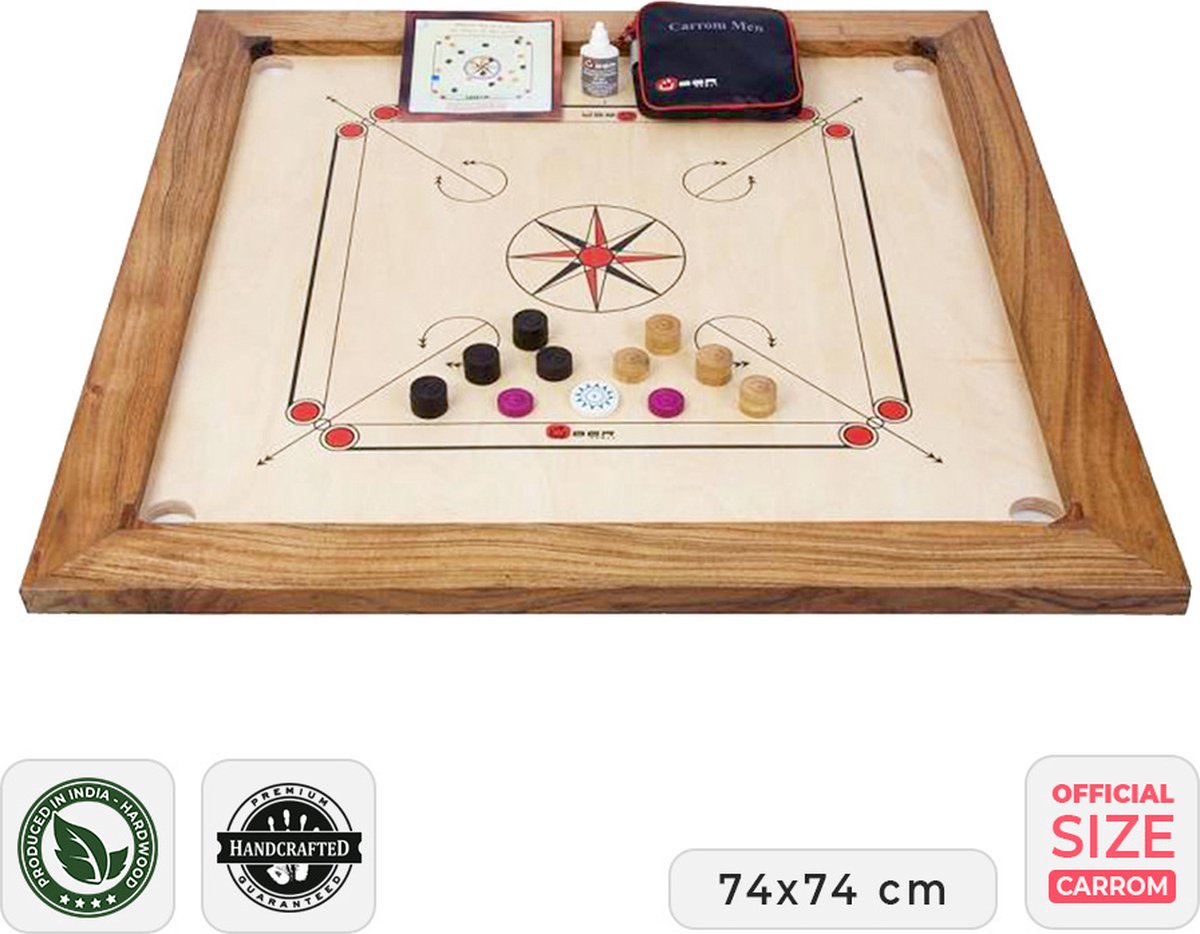 Ubergames - Toernooi Carrom set - Professioneel bord - 12 kg - Topkwaliteit Hardhout, Compleet en Luxe