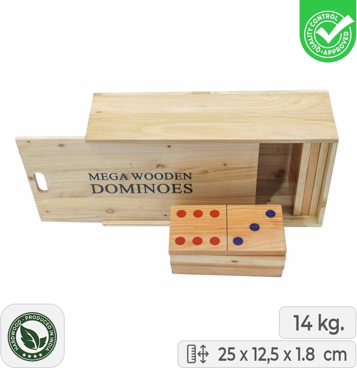 XL domino in Luxe kist - 14kg - Ecologisch hardhout  top kwaliteit