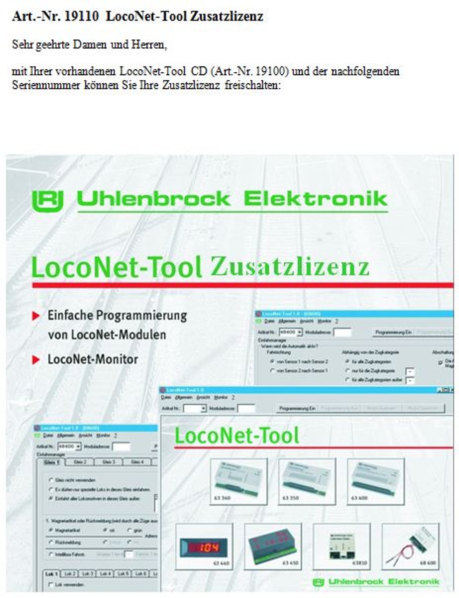 Uhlenbrock - Loconet-tool Licentie (Uh19110)