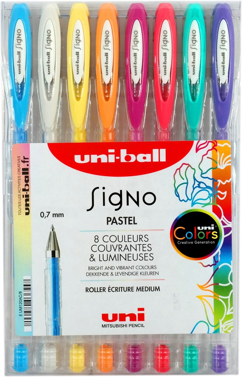 8 stuks Uni-ball Signo gelpennen 0.7 mm Pastel kleuren