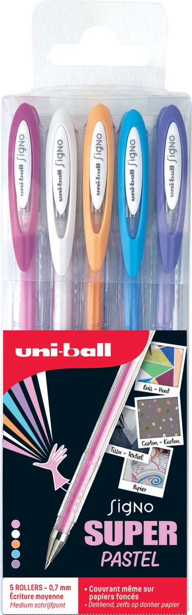 Uni-Ball - Signo Super Pastel - 5 gel inkt rollers 0.7 mm