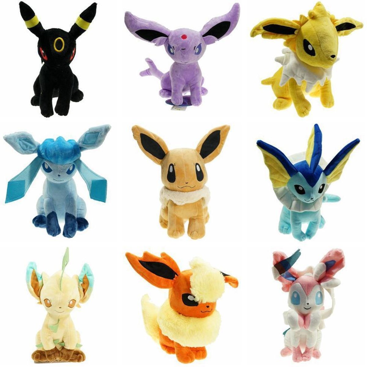 Knuffelpop 30cm EEVEE Espeon Peluche Umbreon Jolteon Glaceon Vaporeon Flareon Leafeon Stuffed Plush Doll Toys30cm - 30cm / Black