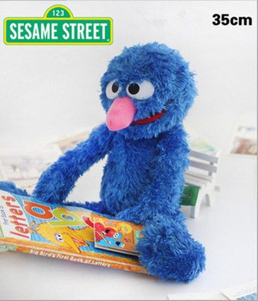 Knuffelpop 7 stijlen 22-35 cm Cartoon Anime Sesamstraat Elmo Oscar Cookie Grover Zoe Ernie Grote Vogel Gevulde Knuffel Pop Kinderen Gift - Blue