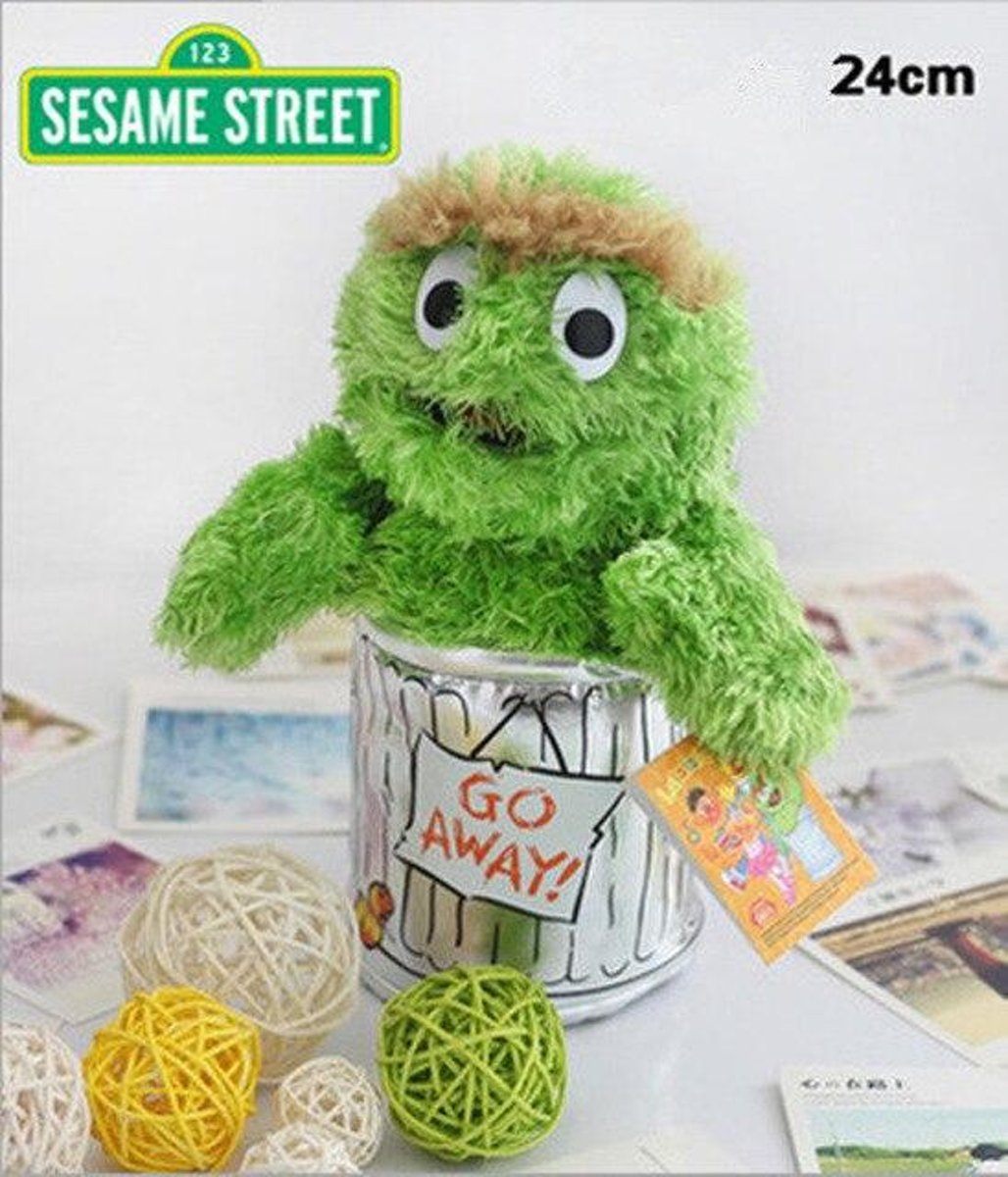 Knuffelpop 7 stijlen 22-35 cm Cartoon Anime Sesamstraat Elmo Oscar Cookie Grover Zoe Ernie Grote Vogel Gevulde Knuffel Pop Kinderen Gift - Green