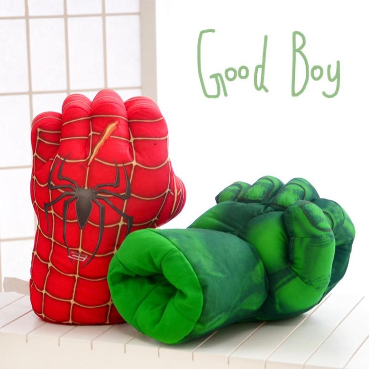 Knuffelpop Vier animatiehandschoenen knuffels groene reus en Spider-Man en Hulk en Iron Man bokshandschoen Kinderspeelgoed verjaardagscadeau - Spider-Man / 28CM