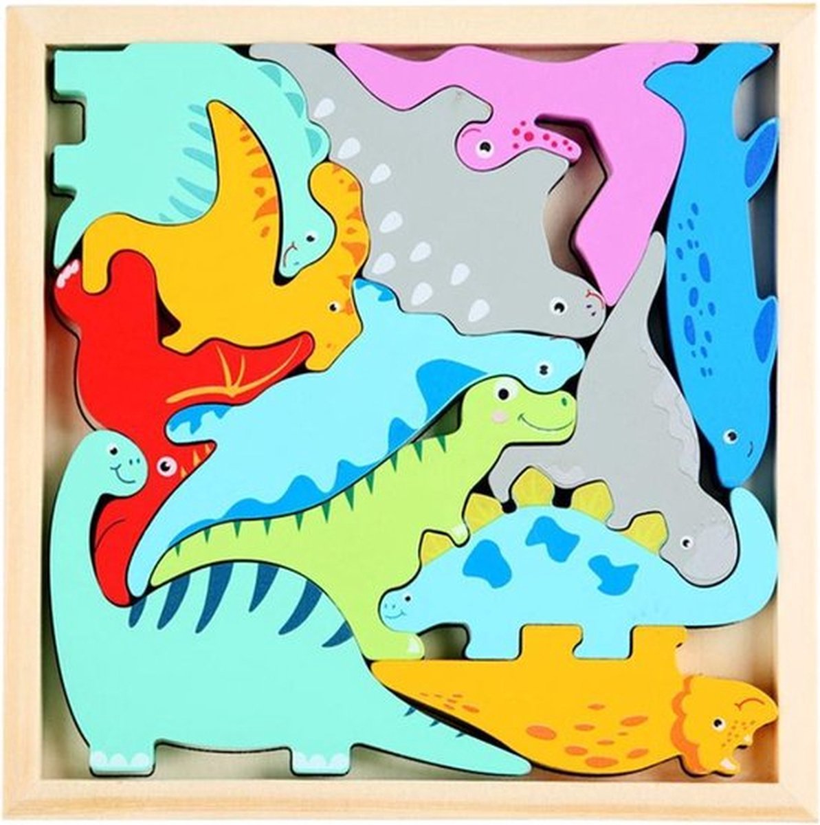 Houten Puzzel - Houten Speelgoed - 3D Puzzel - Kinderen - Dinos