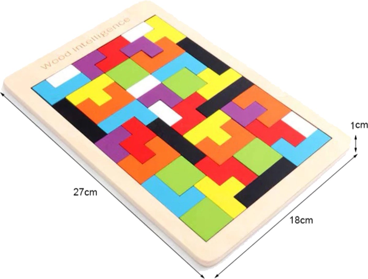 Houten Puzzel - Tetris - Houten Speelgoed - Vormen Puzzel