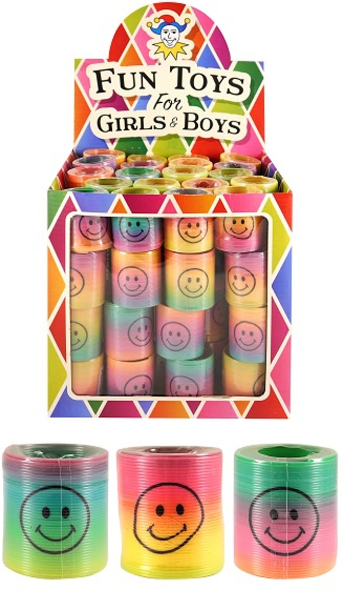 80 STUKS I Vrolijke Regenboog Spiralen Ø4.2 Cm in Traktatiebox (Traktatie / Uitdeelcadeautjes)