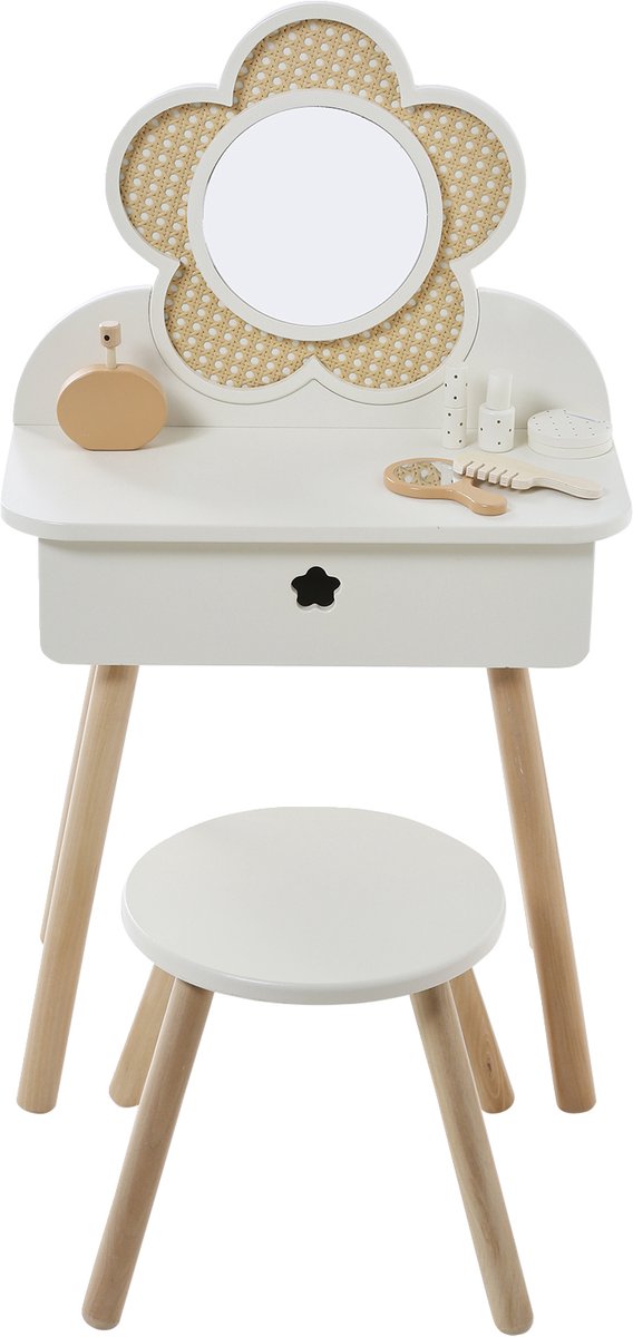 Vertbaudet Rieten kaptafel + accessoires in FSC® hout