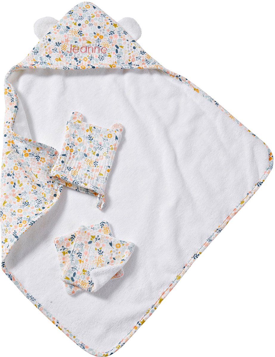 Vertbaudet Set badcape + handschoen + luiers voor babypop