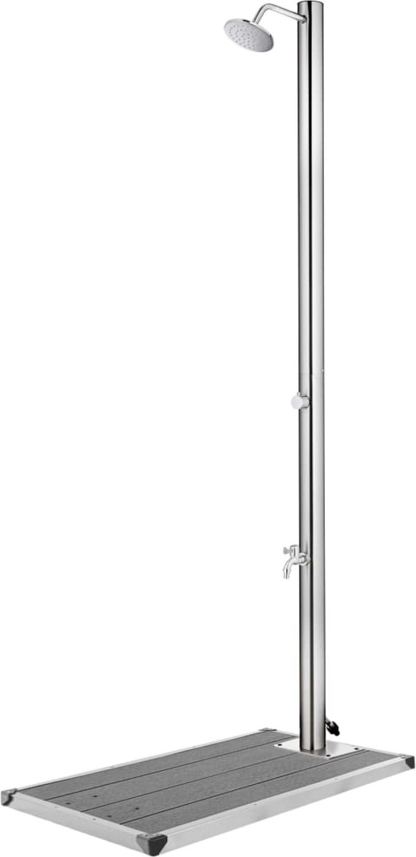 vidaXL Buitendouche met grijze basis 220 cm roestvrij staal