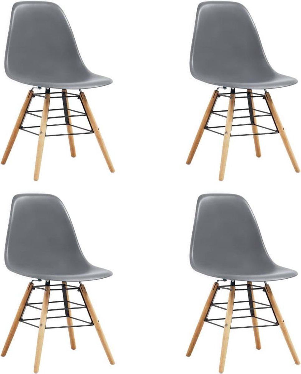 vidaXL Eetkamerstoelen 4 st kunststof grijs