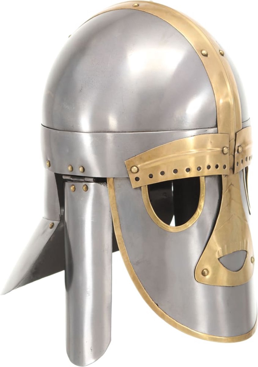 vidaXL Helm middeleeuws replica LARP staal zilverkleurig