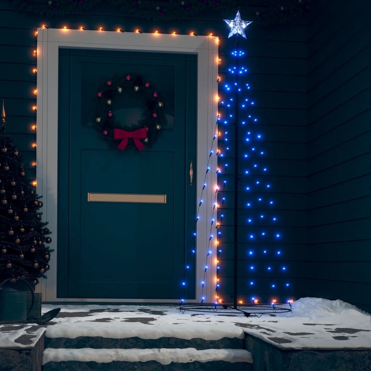 vidaXL Kegelkerstboom 100 LEDs 70x180 cm blauw