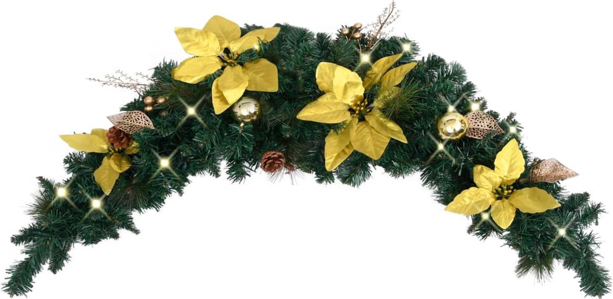 vidaXL Kerstboog met LED-lampjes 90 cm PVC groen