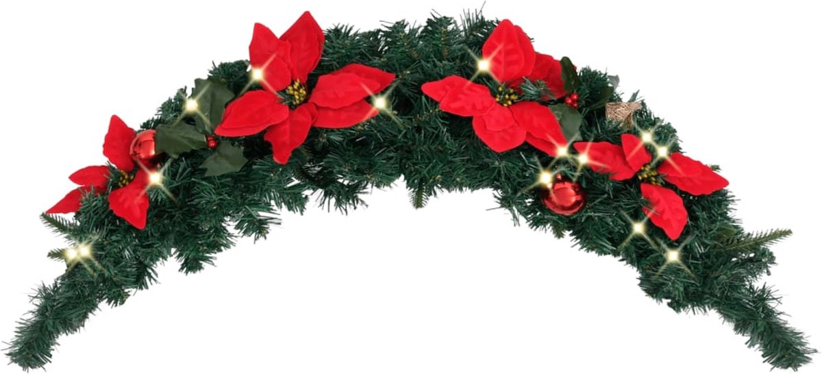 vidaXL Kerstboog met LED-lampjes 90 cm PVC groen