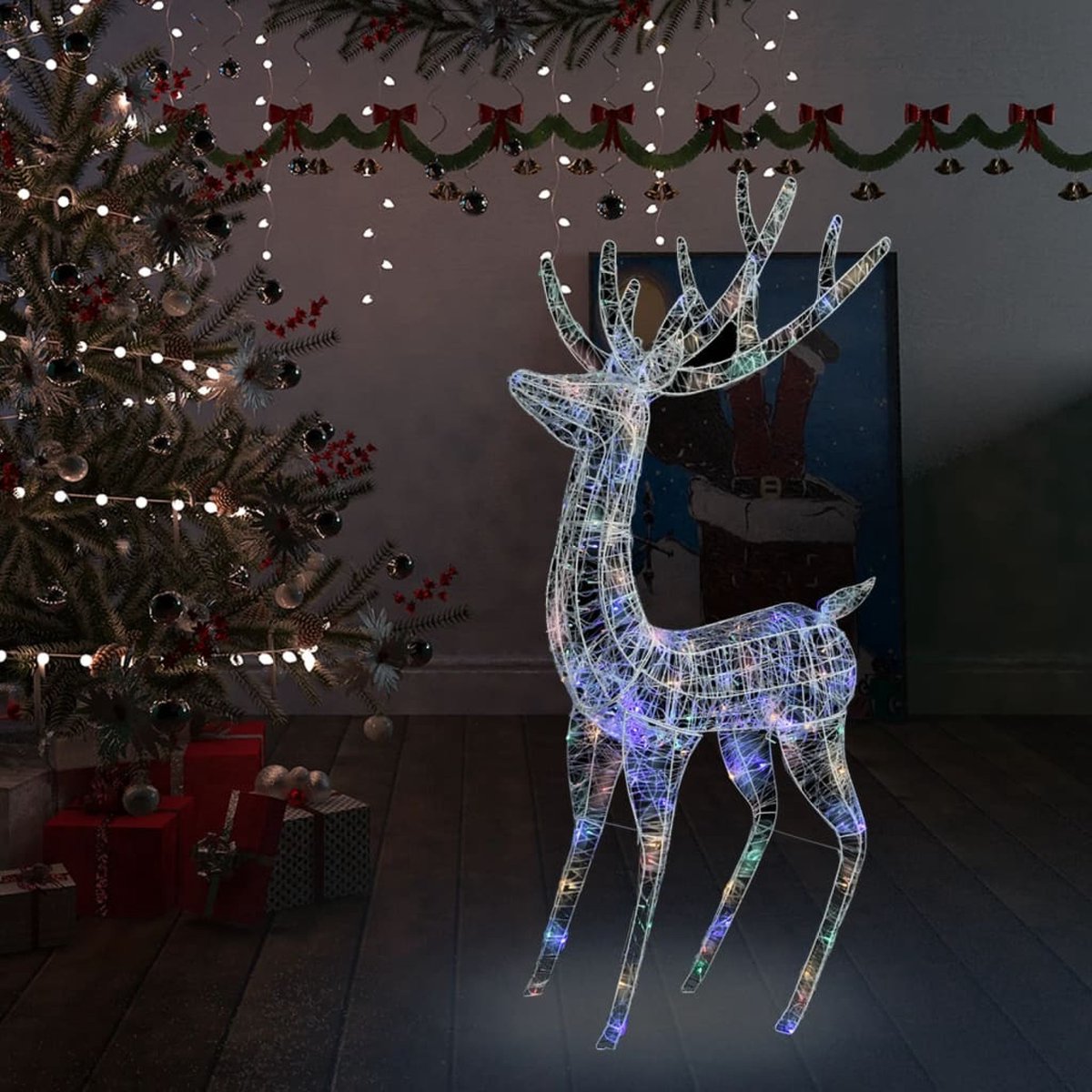 vidaXL Kerstdecoratie rendier 250 LEDs meerkleurig 180 cm acryl