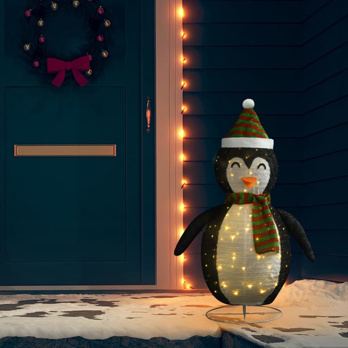 vidaXL Kerstpinguïn decoratief LED 120 cm luxe stof