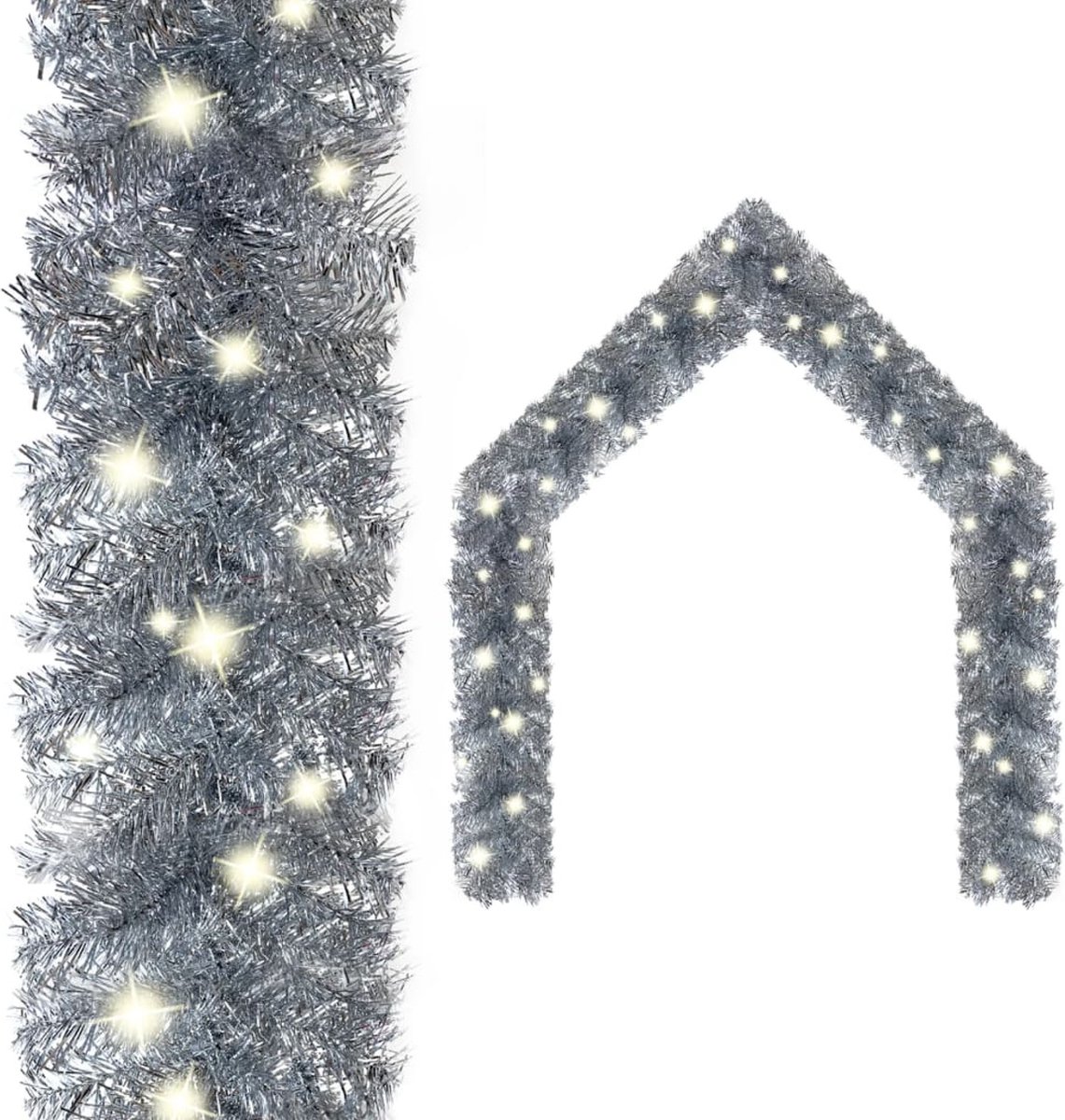 vidaXL Kerstslinger met LED-lampjes 10 m zilverkleurig