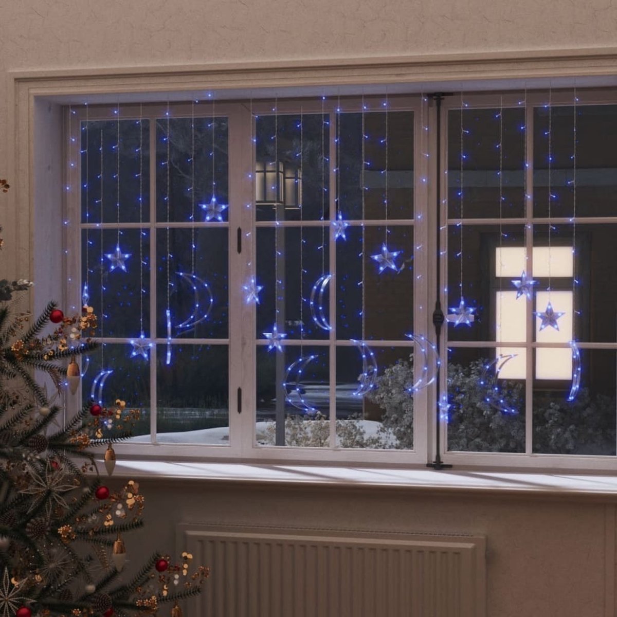 vidaXL Lichtslinger ster en maan afstandsbediening 345 LEDs blauw