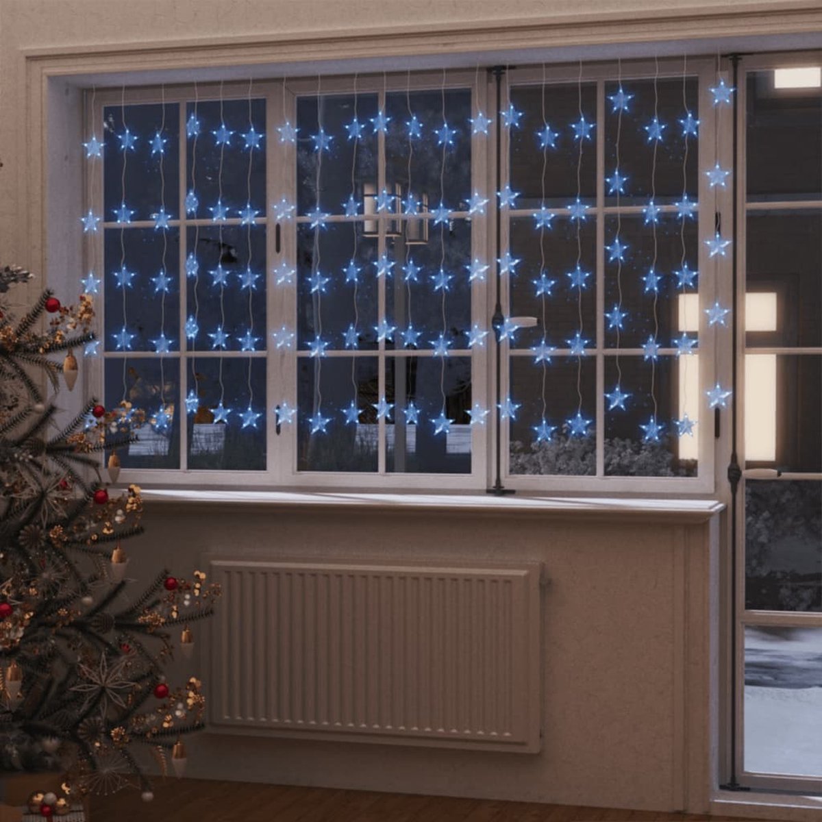 vidaXL Lichtsnoergordijn sterren met 500 LEDs en 8 functies blauw