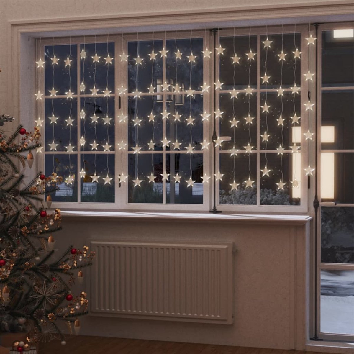 vidaXL Lichtsnoergordijn sterren met 500 LEDs en 8 functies warmwit