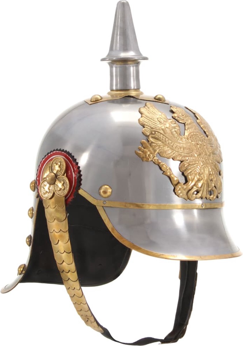 vidaXL Pickelhaube Germaans replica LARP staal zilverkleurig