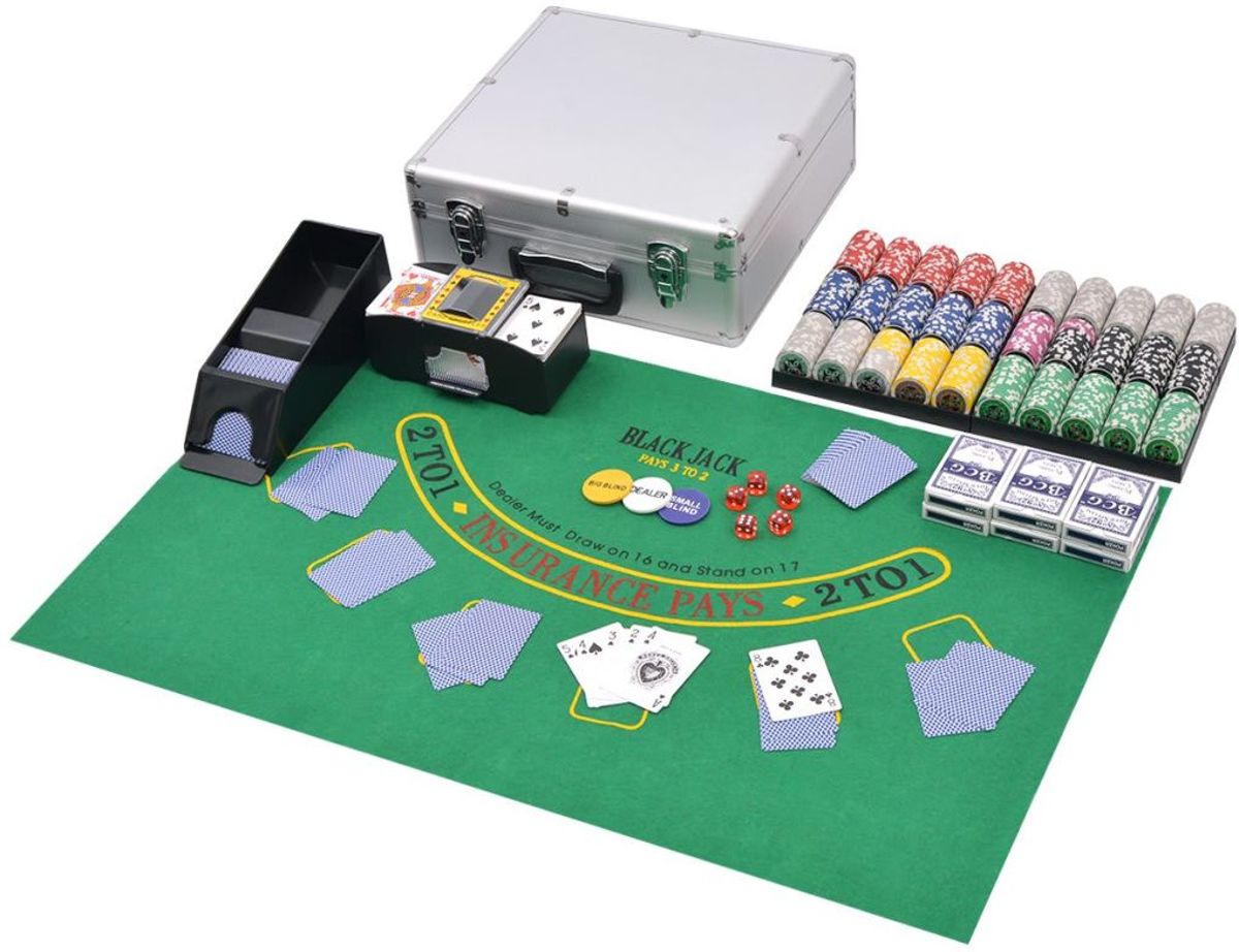 vidaXL Poker/blackjack set met 600 chips aluminium