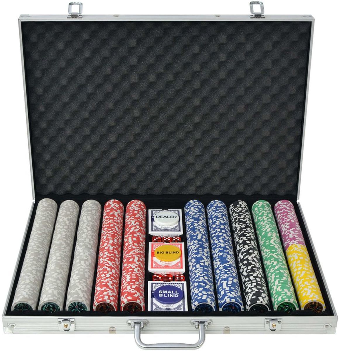 vidaXL Pokerset met 1000 laser chips aluminium