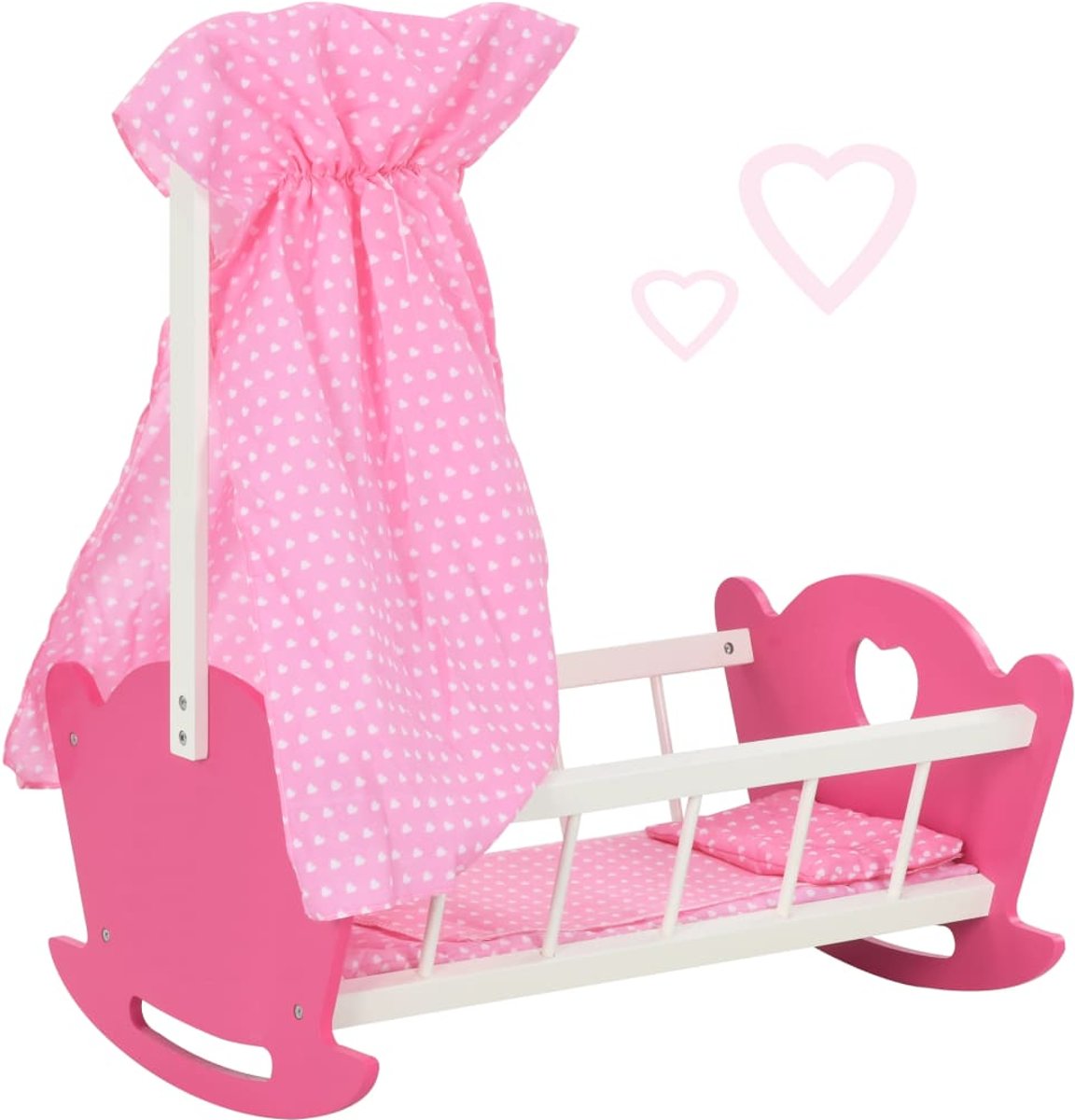 vidaXL Poppenbedje met kap 50x34x60 cm MDF roze