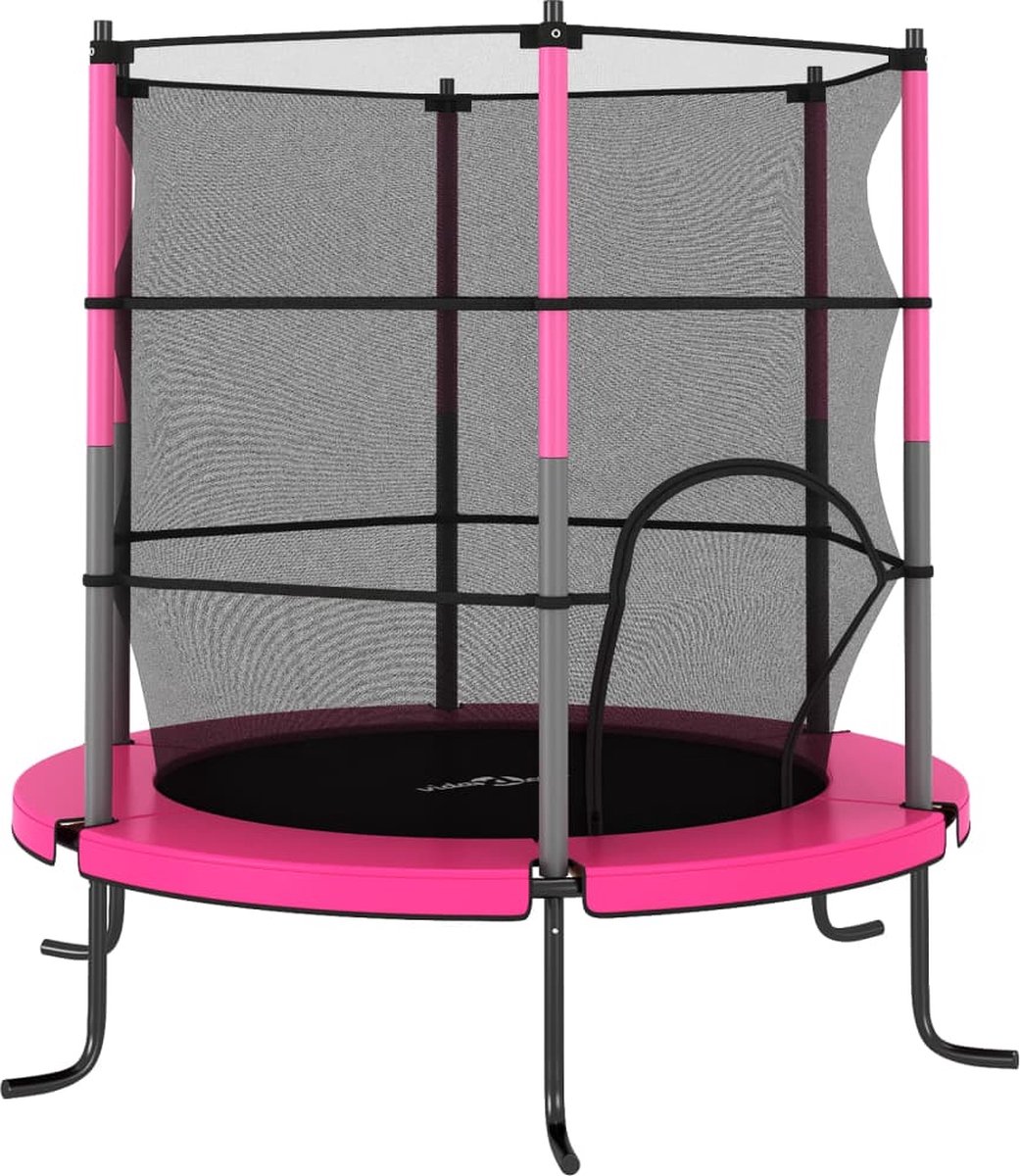 vidaXL Trampoline met veiligheidsnet rond 140x160 cm roze