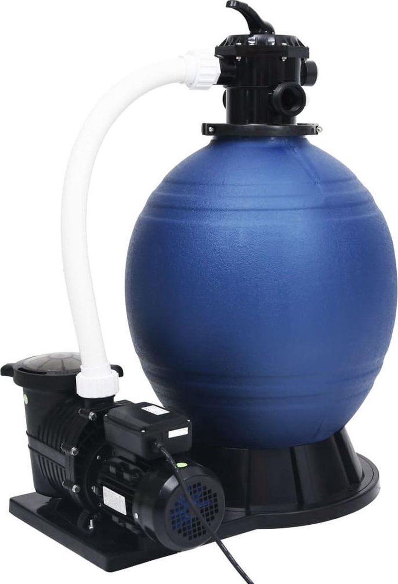 vidaXL Zandfilter met 7 instellingen en 1000 W pomp blauw en zwart