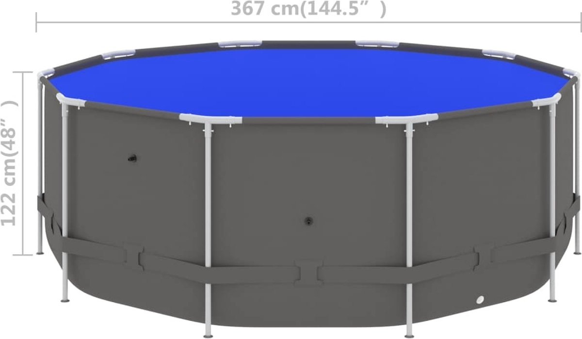 vidaXL Zwembad met stalen frame 367x122 cm antracietkleurig