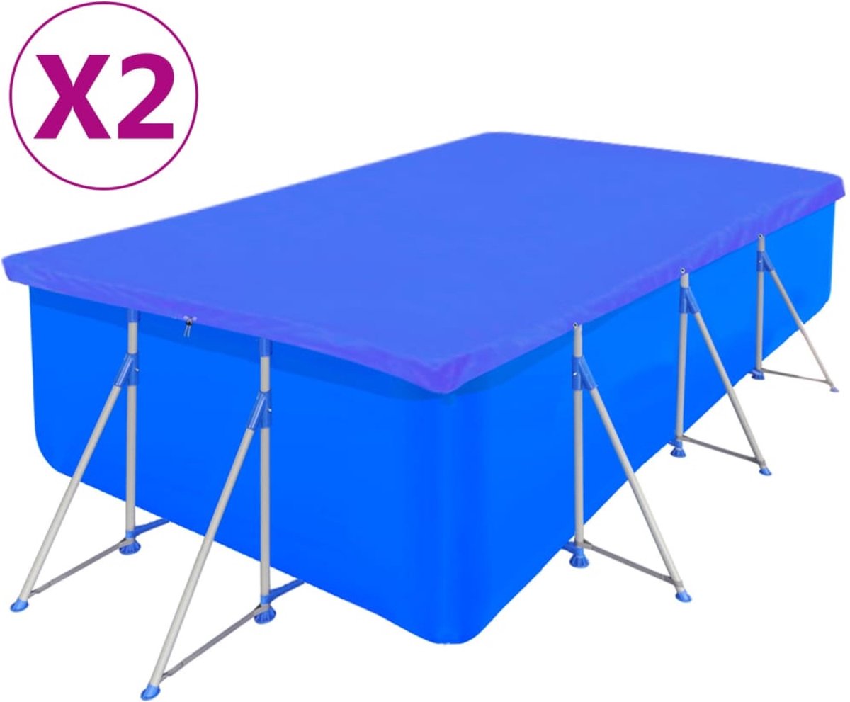 vidaXL Zwembadhoezen 2 st rechthoekig 90 g/m² 394x207 cm PE