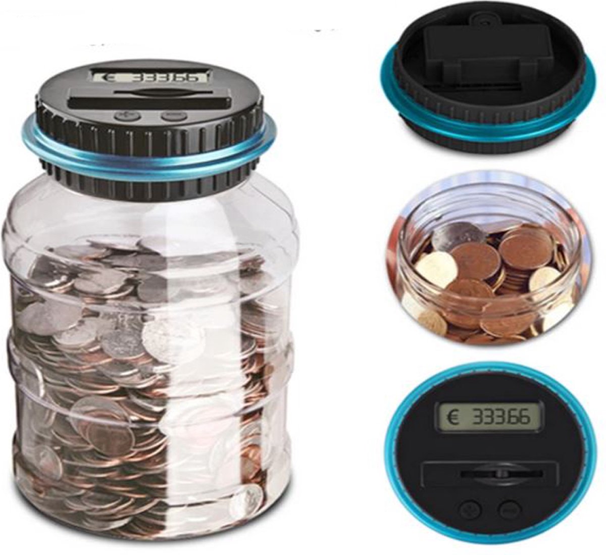 Waander®   - Spaarvarken Groot - Elektrische   -   Teller - Tellende   - Digitale   - LCD Display